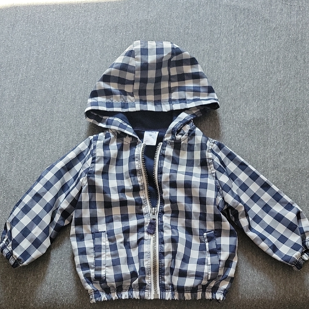 Carter's Navy and White Plaid Hooded Jacket